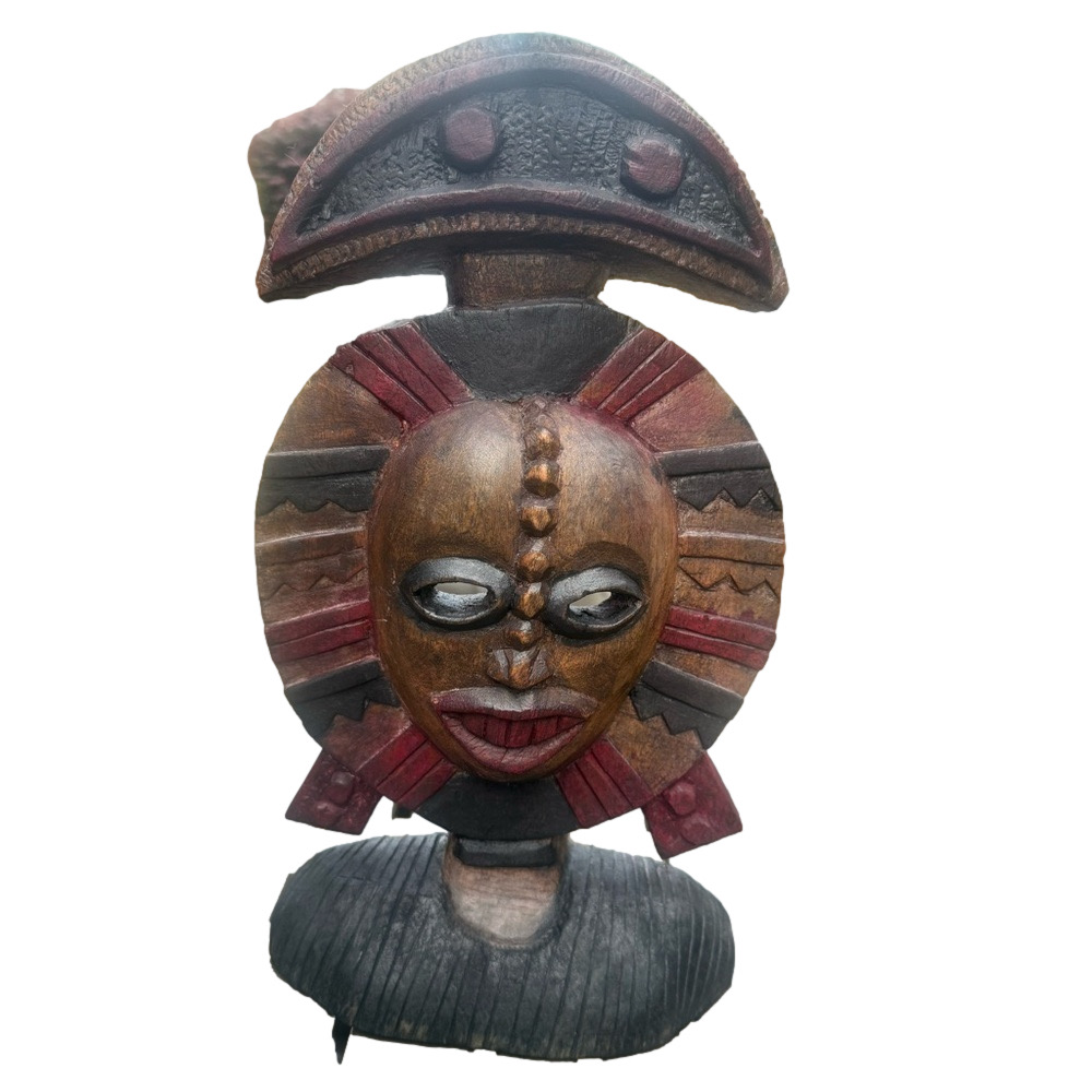 Rare Large Vintage Bakota Gabon Reliquary Kota Mask Figure African Carved Wood.